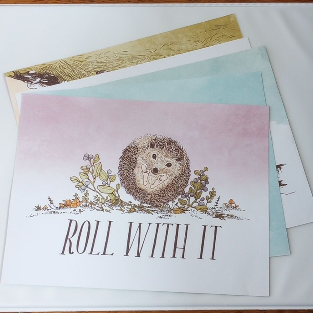 Set of Five Double Sided Frida Clements Animal Pun Prints